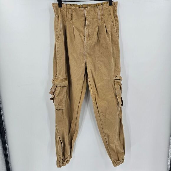 Cargo jogger pants large womens tan brown beige work - Picture 1 of 2